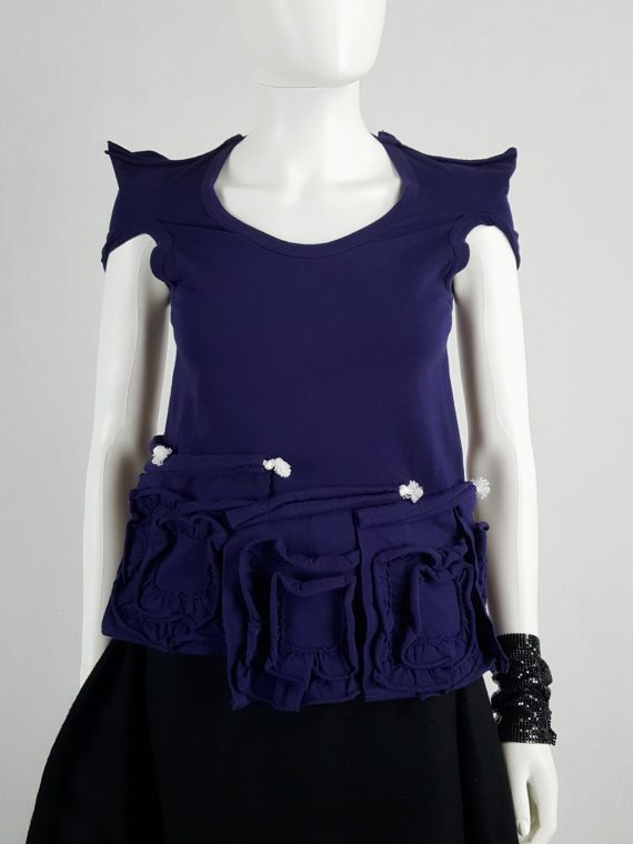vaniitas vintage Comme des Garcons blue t-shirt with square ruffled panels runway spring 2008 160050