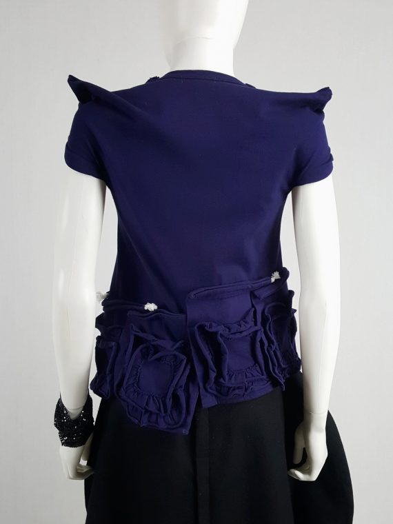 vaniitas vintage Comme des Garcons blue t-shirt with square ruffled panels runway spring 2008 160254