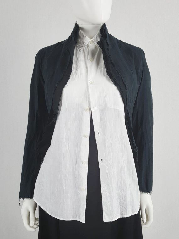 vaniitas vintage Comme des Garçons blue triple-layered blazer with cutaway hem AD 1997 115420