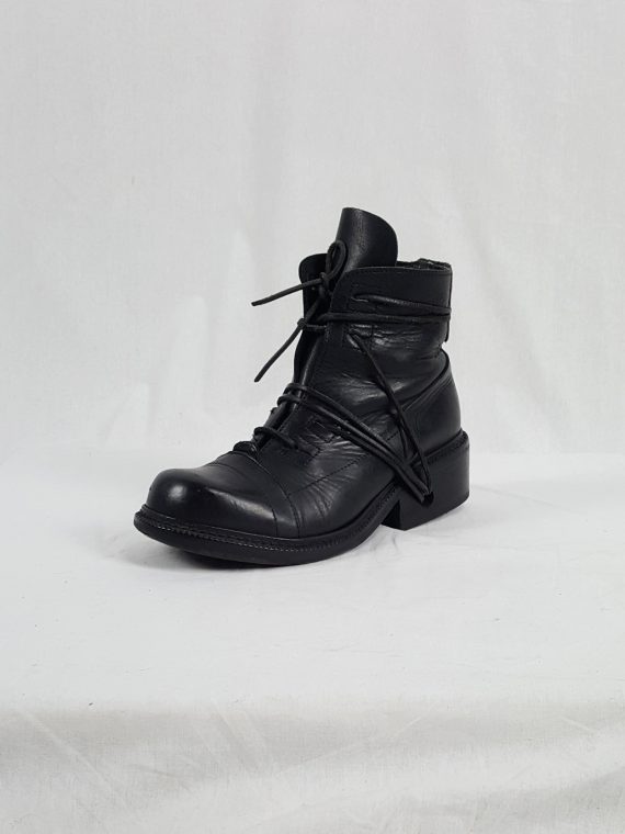 vaniitas vintage Dirk Bikkembergs black tall lace-up boots with laces through the soles 90s archive173216