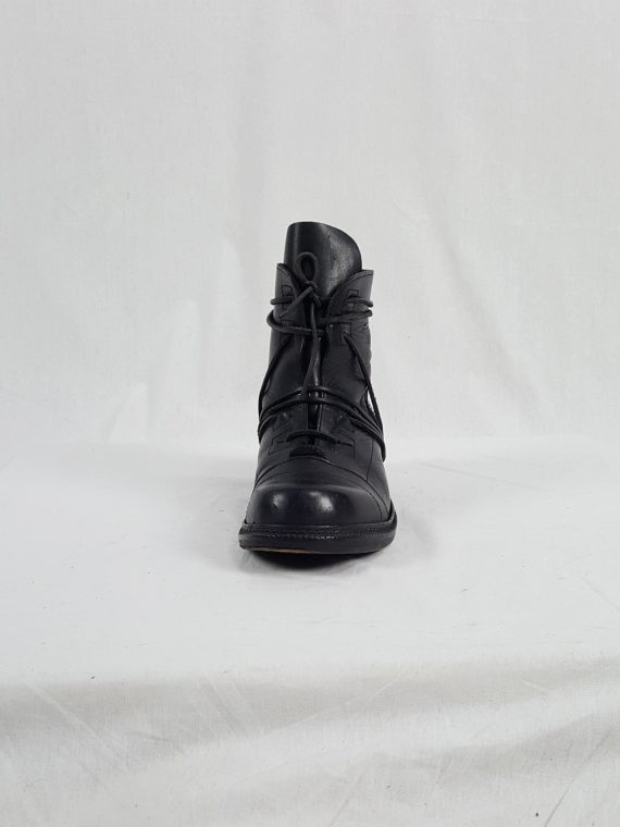 vaniitas vintage Dirk Bikkembergs black tall lace-up boots with laces through the soles 90s archive173229(0)