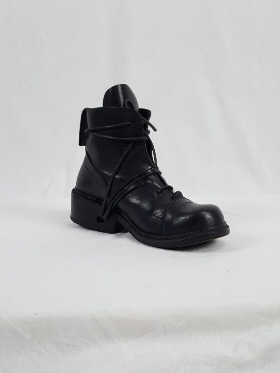 vaniitas vintage Dirk Bikkembergs black tall lace-up boots with laces through the soles 90s archive173243