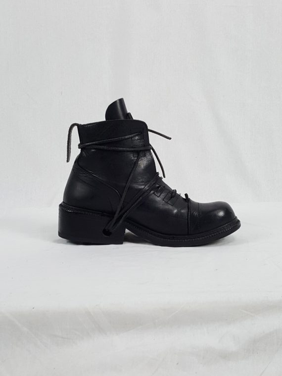 vaniitas vintage Dirk Bikkembergs black tall lace-up boots with laces through the soles 90s archive173258