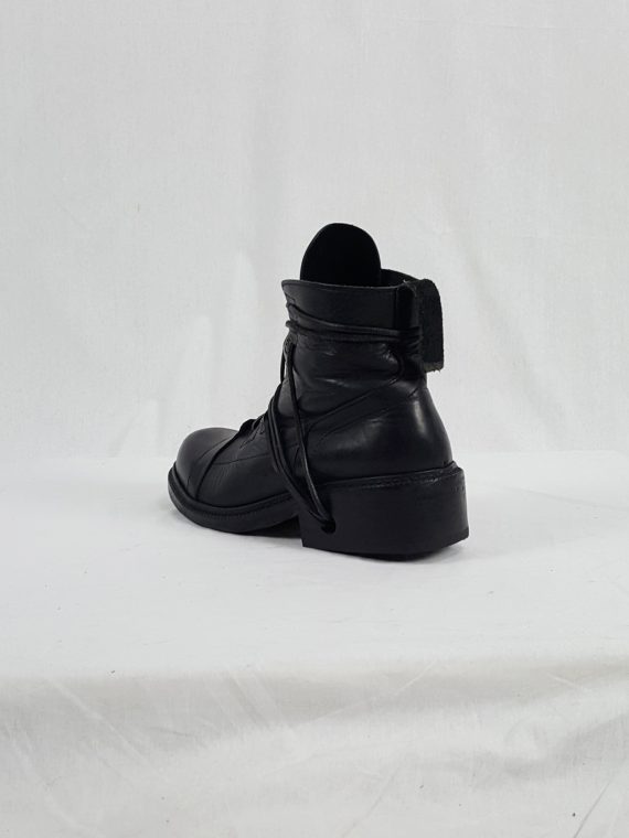 vaniitas vintage Dirk Bikkembergs black tall lace-up boots with laces through the soles 90s archive173334