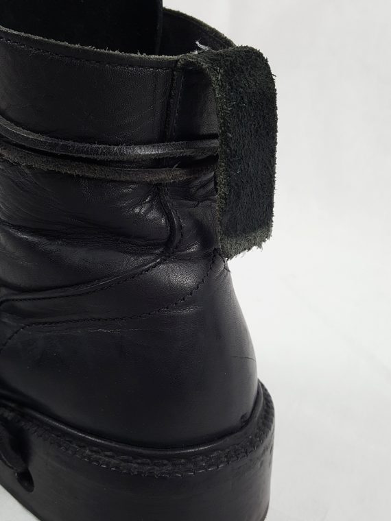 vaniitas vintage Dirk Bikkembergs black tall lace-up boots with laces through the soles 90s archive173355