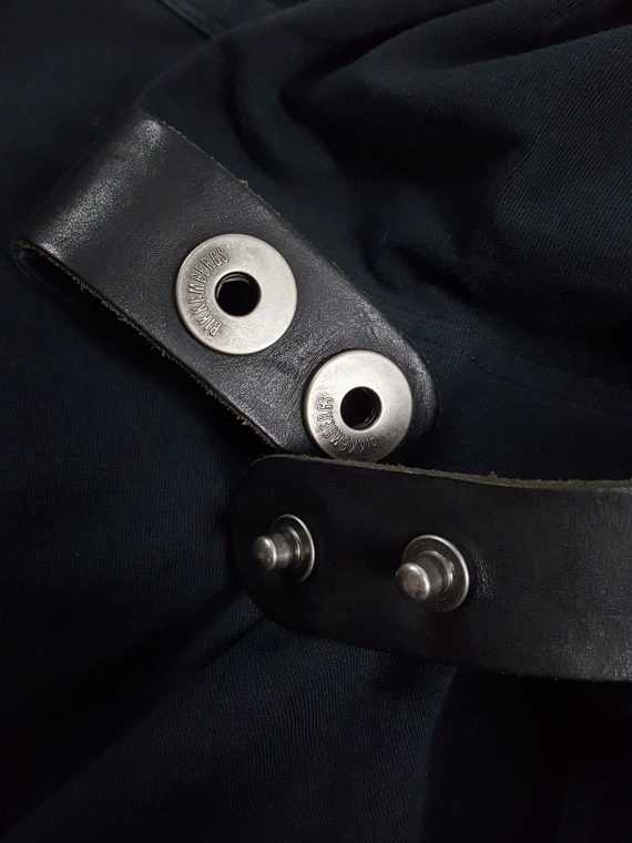 vaniitas vintage Dirk Bikkembergs dark blue t-shirt with black leather belt around the sleeve 152522