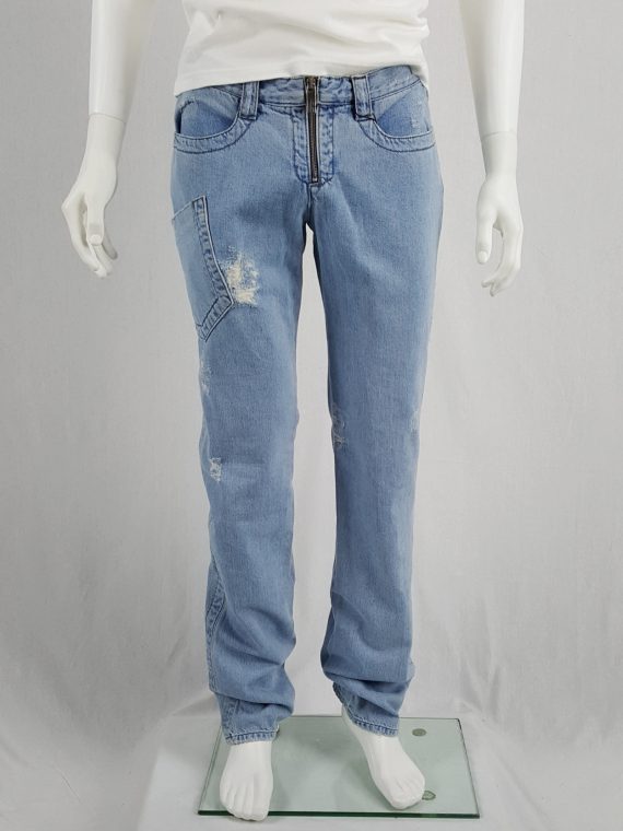 vaniitas vintage Dirk Bikkembergs denim trousers with leg pocket and trompe-l’oeil back pocket runway spring 2005 161940