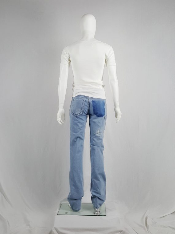 vaniitas vintage Dirk Bikkembergs denim trousers with leg pocket and trompe-l’oeil back pocket runway spring 2005 162100(0)