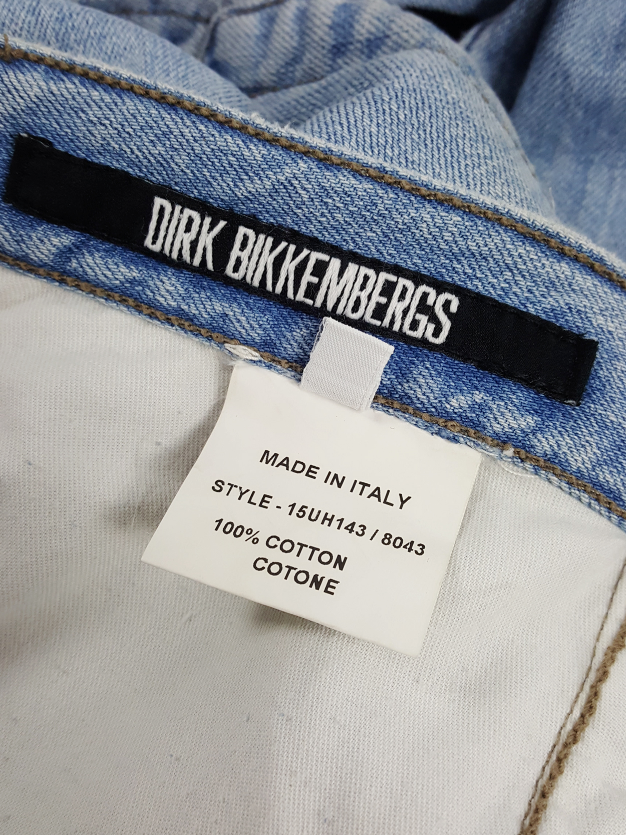Dirk Bikkembergs denim trousers with leg pocket and trompe-l'oeil back ...