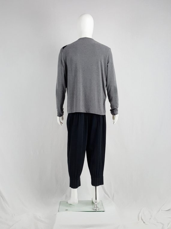 Dirk Bikkembergs grey oversized jumper with black shoulder patch