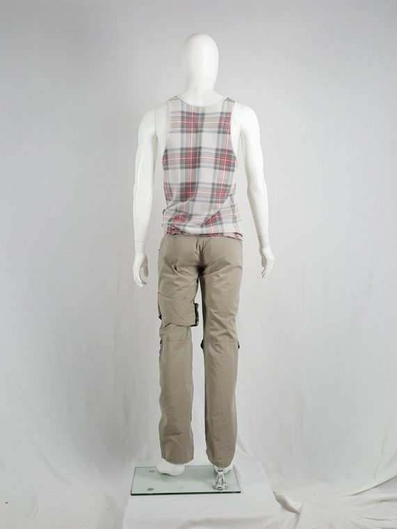 vaniitas vintage Helmut Lang beige trousers with velcro strap and elastic bands 90s archive110448