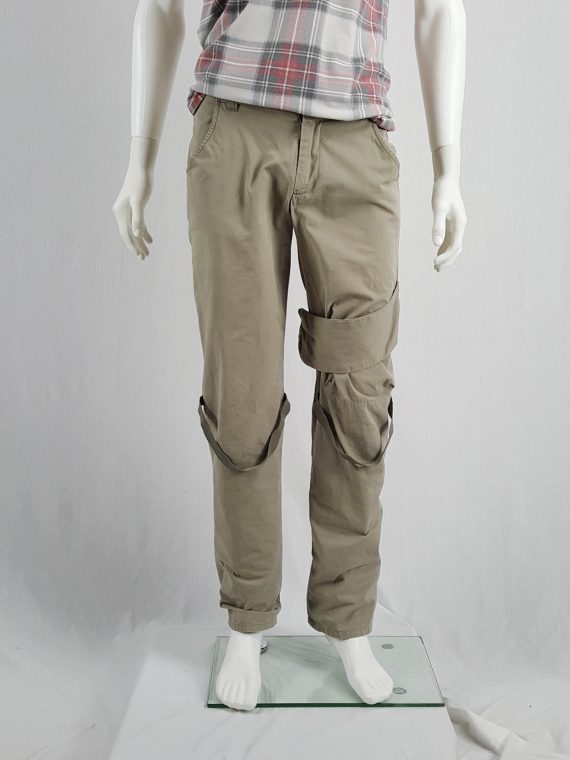 vaniitas vintage Helmut Lang beige trousers with velcro strap and elastic bands 90s archive110700(0)