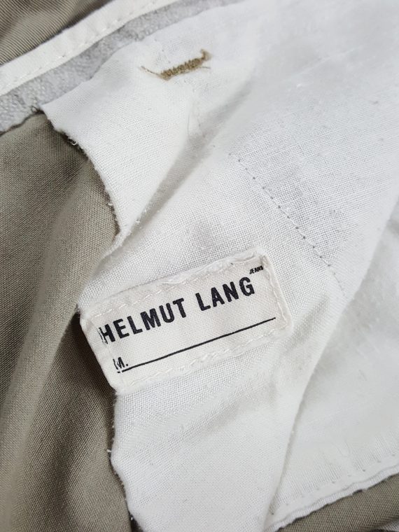 vaniitas vintage Helmut Lang beige trousers with velcro strap and elastic bands 90s archive155314