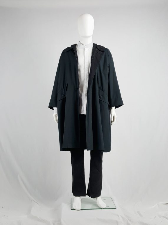 vaniitas vintage Issey Miyake Windcoat black oversized parka with zipped hood 132900