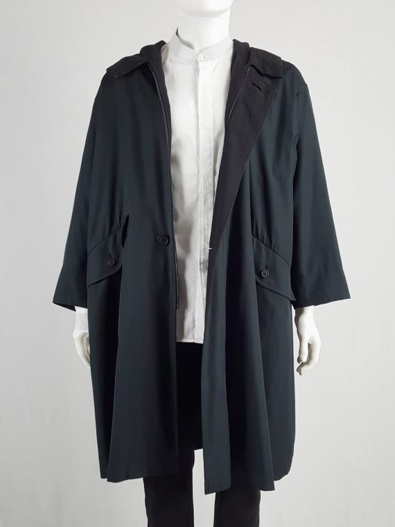 vaniitas vintage Issey Miyake Windcoat black oversized parka with zipped hood 132956
