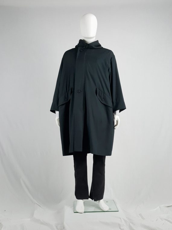 vaniitas vintage Issey Miyake Windcoat black oversized parka with zipped hood 133110