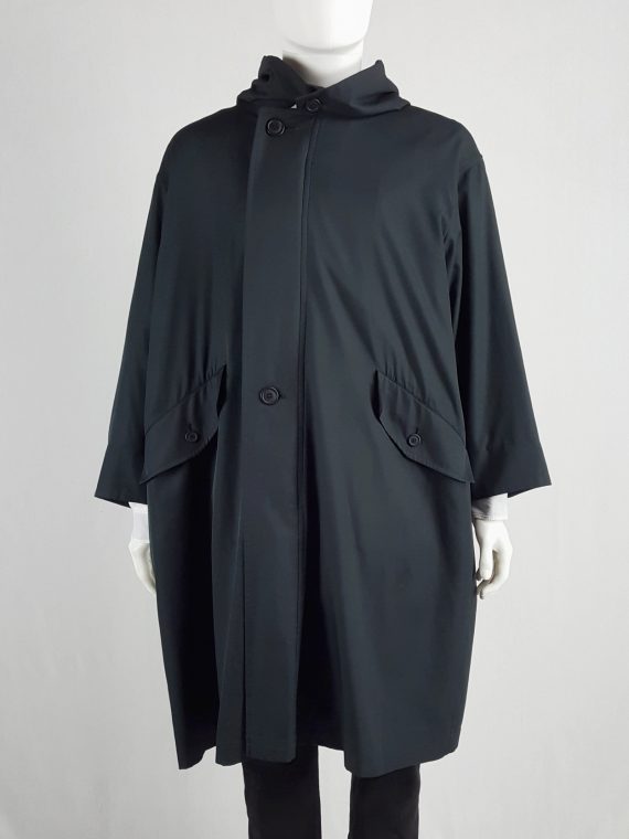 vaniitas vintage Issey Miyake Windcoat black oversized parka with zipped hood 133145