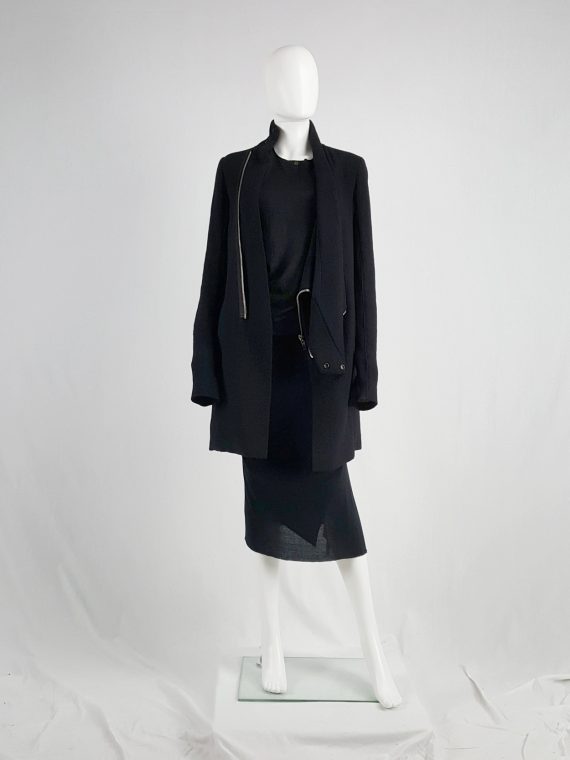 vaniitas vintage Rick Owens CRUST black coat with asymmetric zipper and cowl neck fall 2009 113053