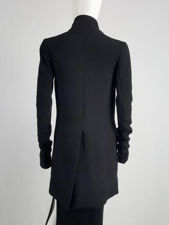 vaniitas vintage Rick Owens CRUST black coat with asymmetric zipper and cowl neck fall 2009 113824