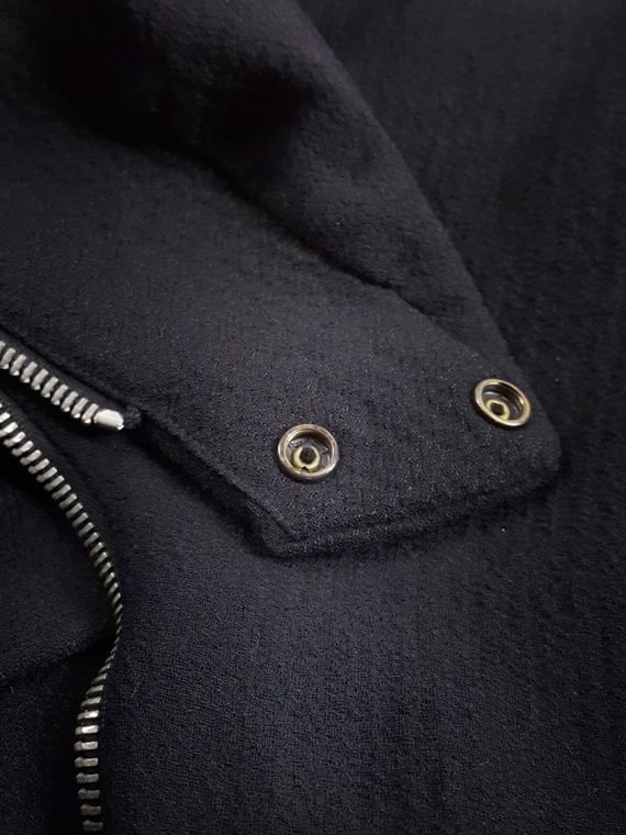 vaniitas vintage Rick Owens CRUST black coat with asymmetric zipper and cowl neck fall 2009 113954