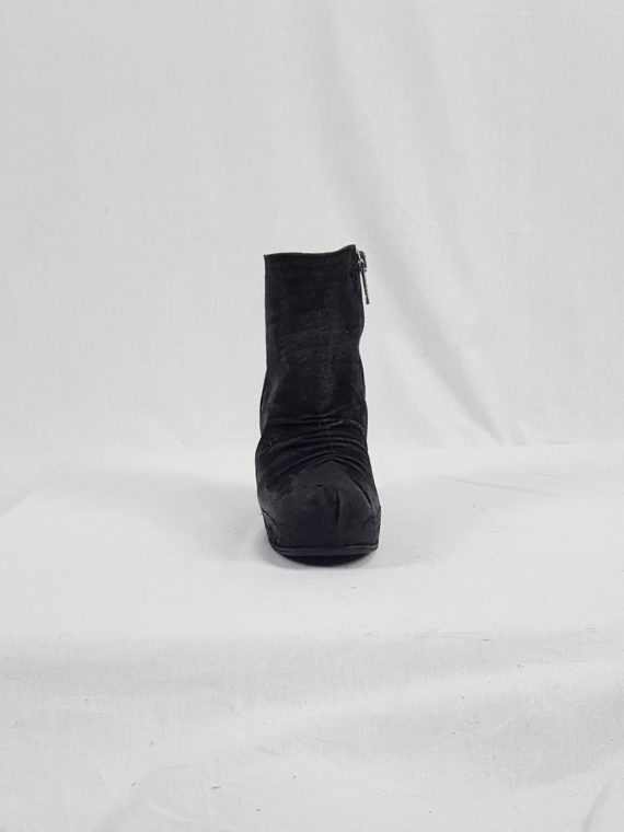 vaniitas vintage Rick Owens black suede ankle boots with wedge heel and hidden platform 152835