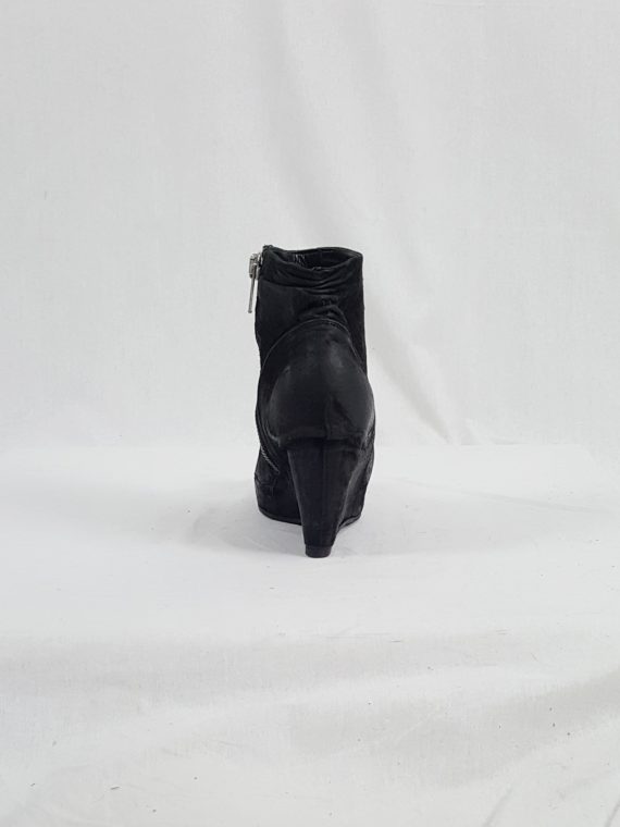 vaniitas vintage Rick Owens black suede ankle boots with wedge heel and hidden platform 152945