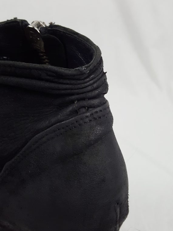 vaniitas vintage Rick Owens black suede ankle boots with wedge heel and hidden platform 153242