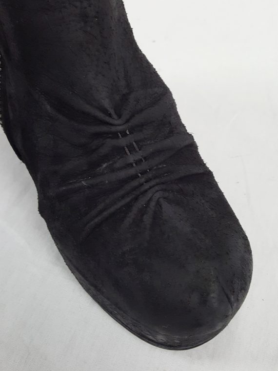 vaniitas vintage Rick Owens black suede ankle boots with wedge heel and hidden platform 153248