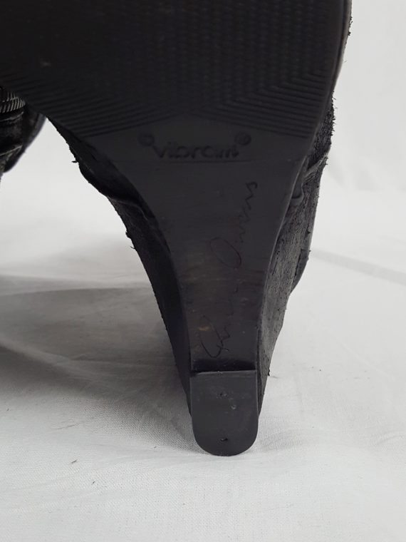 vaniitas vintage Rick Owens black suede ankle boots with wedge heel and hidden platform 153341(0)