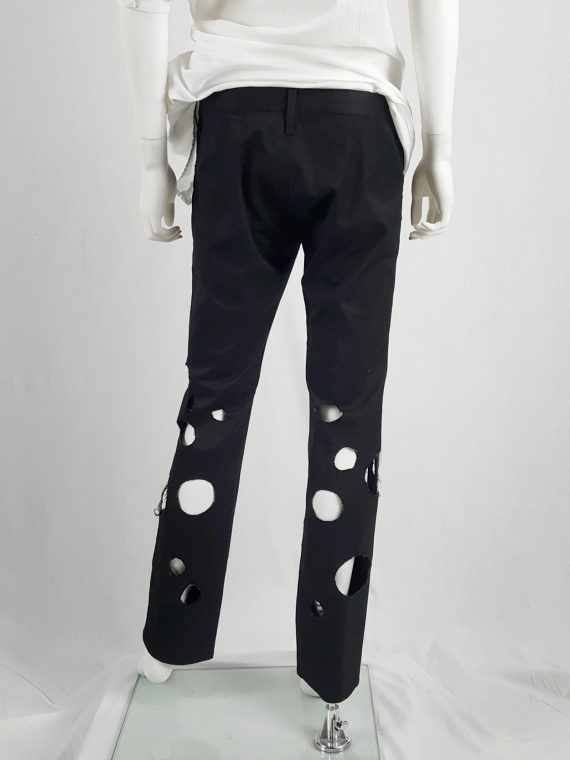 Yohji Yamamoto black trousers with circle cutouts runway spring 2010 124043