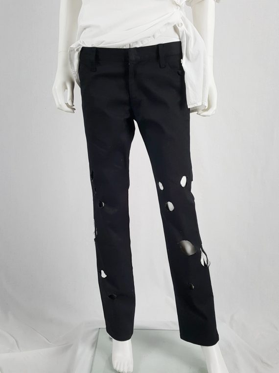 Yohji Yamamoto black trousers with circle cutouts runway spring 2010 124418