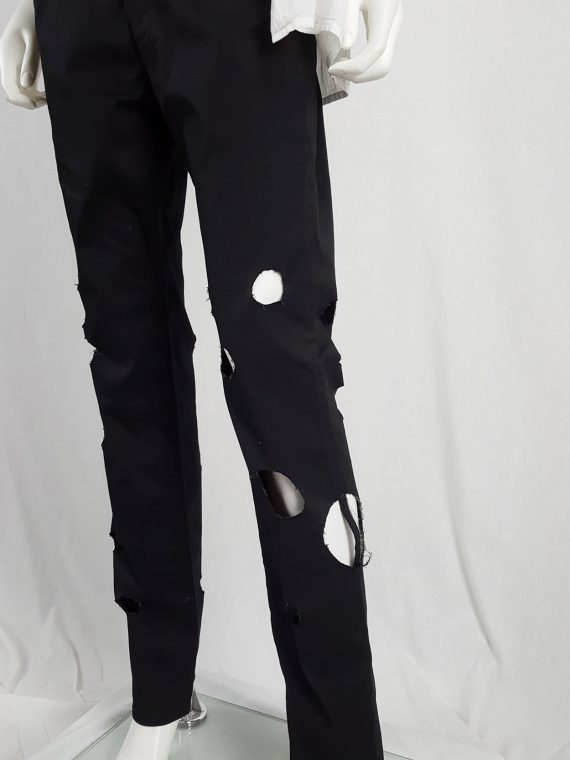 Yohji Yamamoto black trousers with circle cutouts runway spring 2010 124433