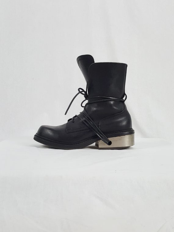 vaniitas Dirk Bikkembergs black tall boots with laces through the metal heel 1009s archival 191111