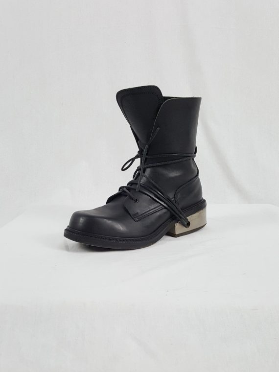 vaniitas Dirk Bikkembergs black tall boots with laces through the metal heel 1009s archival 191141