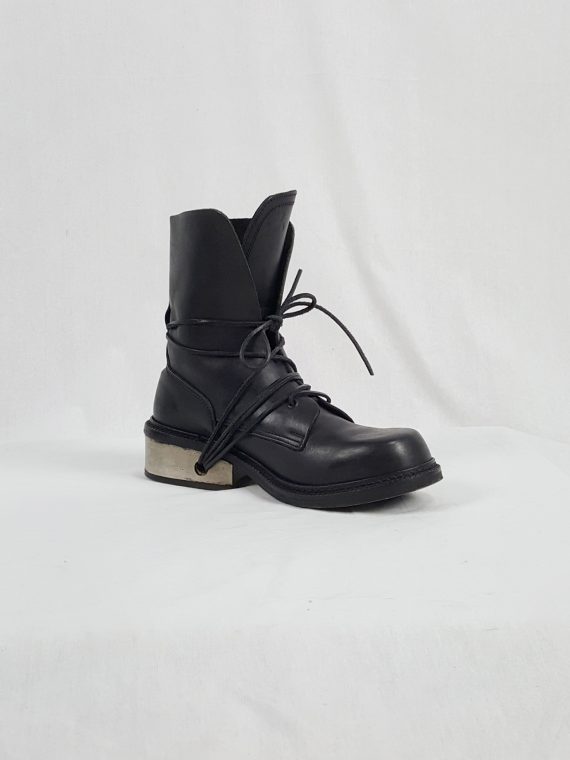 vaniitas Dirk Bikkembergs black tall boots with laces through the metal heel 1009s archival 191237