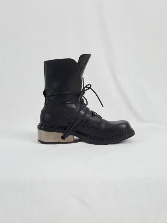 vaniitas Dirk Bikkembergs black tall boots with laces through the metal heel 1009s archival 191251(0)