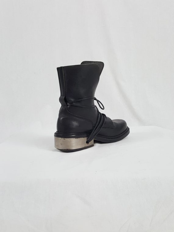 vaniitas Dirk Bikkembergs black tall boots with laces through the metal heel 1009s archival 191303