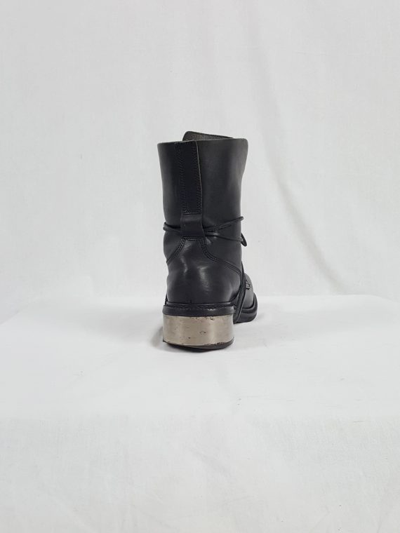 vaniitas Dirk Bikkembergs black tall boots with laces through the metal heel 1009s archival 191313(0)