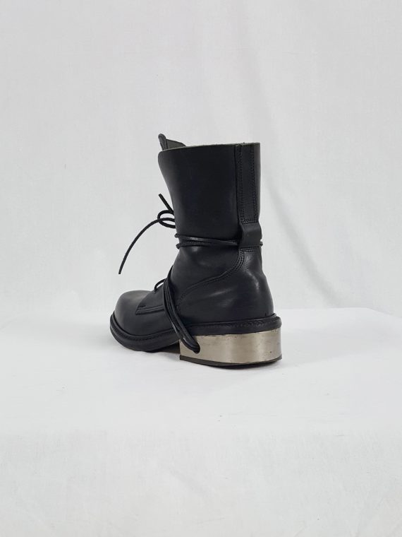 vaniitas Dirk Bikkembergs black tall boots with laces through the metal heel 1009s archival 191325(0)