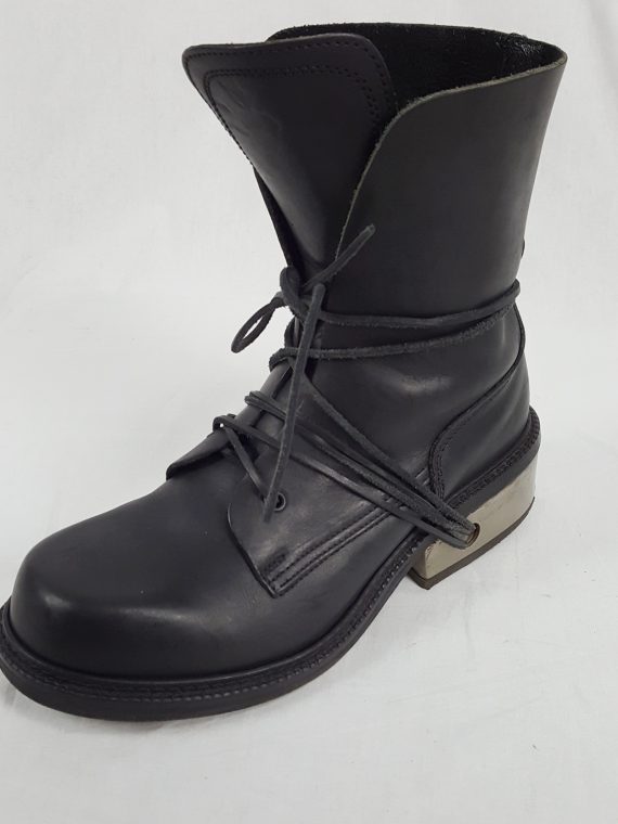 vaniitas Dirk Bikkembergs black tall boots with laces through the metal heel 1009s archival 191347