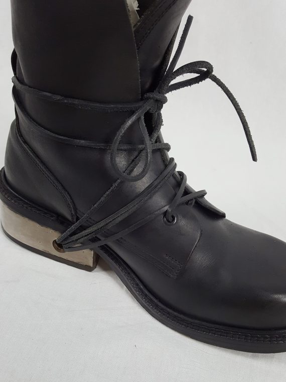 vaniitas Dirk Bikkembergs black tall boots with laces through the metal heel 1009s archival 191400