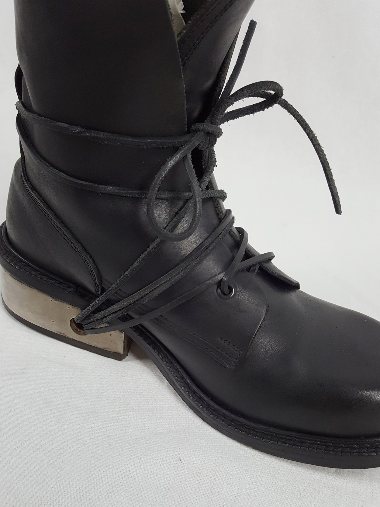 Dirk Bikkembergs black tall boots with laces through the metal heel (41 ...