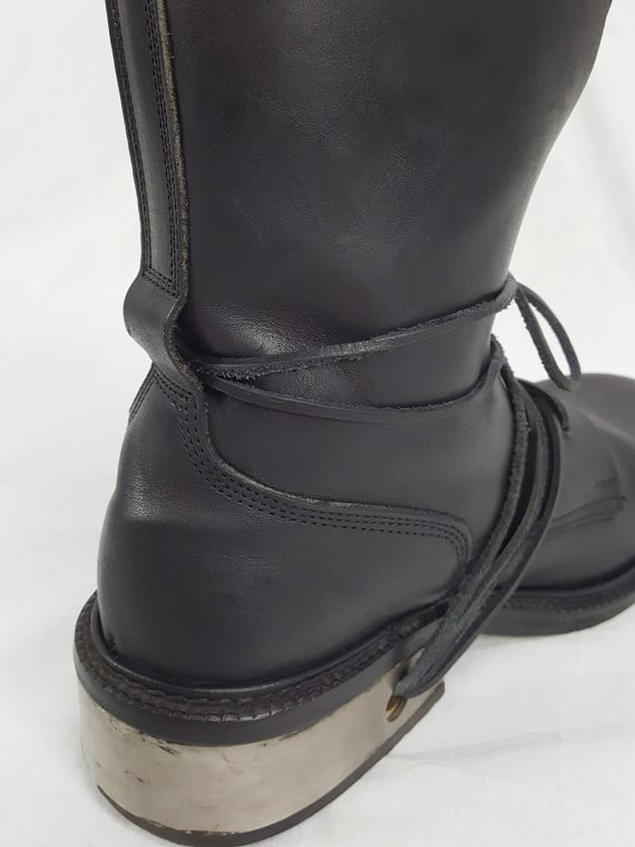 vaniitas Dirk Bikkembergs black tall boots with laces through the metal heel 1009s archival 191414(0)