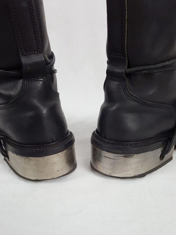 vaniitas Dirk Bikkembergs black tall boots with laces through the metal heel 1009s archival 191522