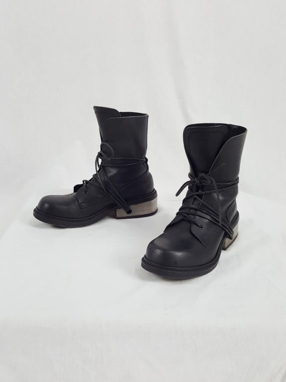 vaniitas Dirk Bikkembergs black tall boots with laces through the metal heel 1009s archival 191655