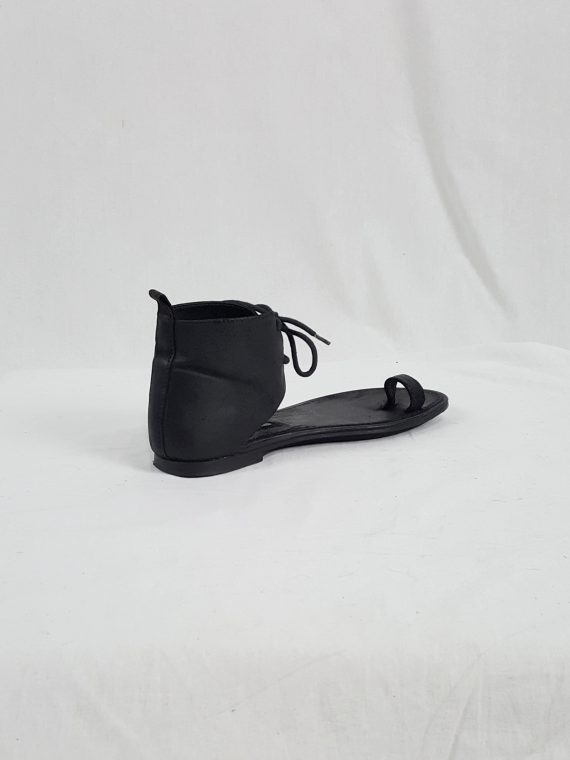 vaniitas vintage Ann Demeulemeester black lace-up sandals with toe strap 192230