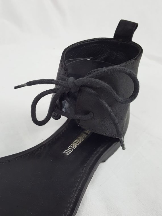 vaniitas vintage Ann Demeulemeester black lace-up sandals with toe strap 192317