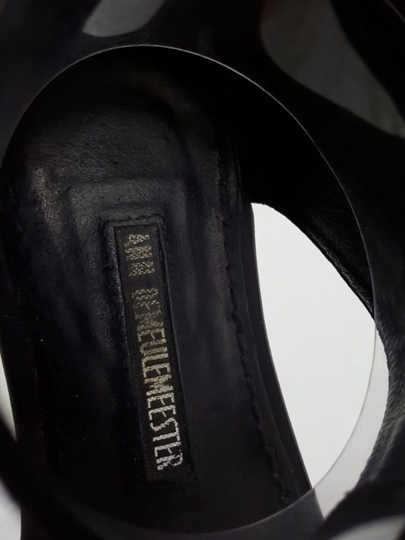 vaniitas vintage Ann Demeulemeester black lace-up sandals with toe strap 192511