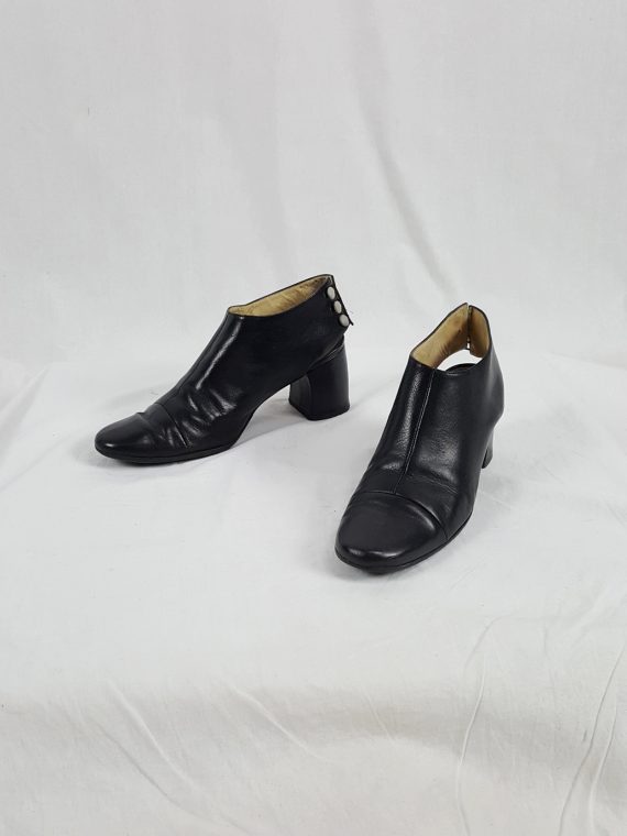 vaniitas vintage Ann Demeulemeester black pumps with cut out and banana heel 1990s102330