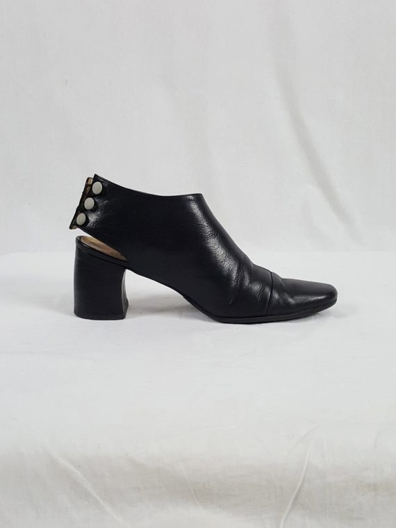 vaniitas vintage Ann Demeulemeester black pumps with cut out and banana heel 1990s102648